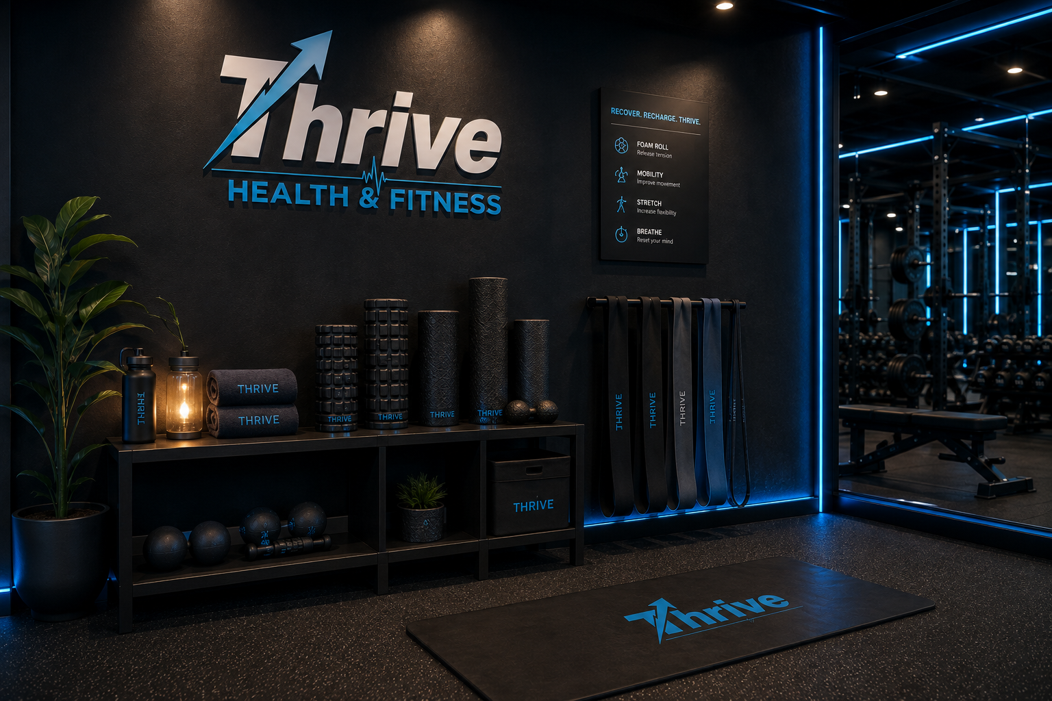 Early morning light filling the studio during a sunrise strength session